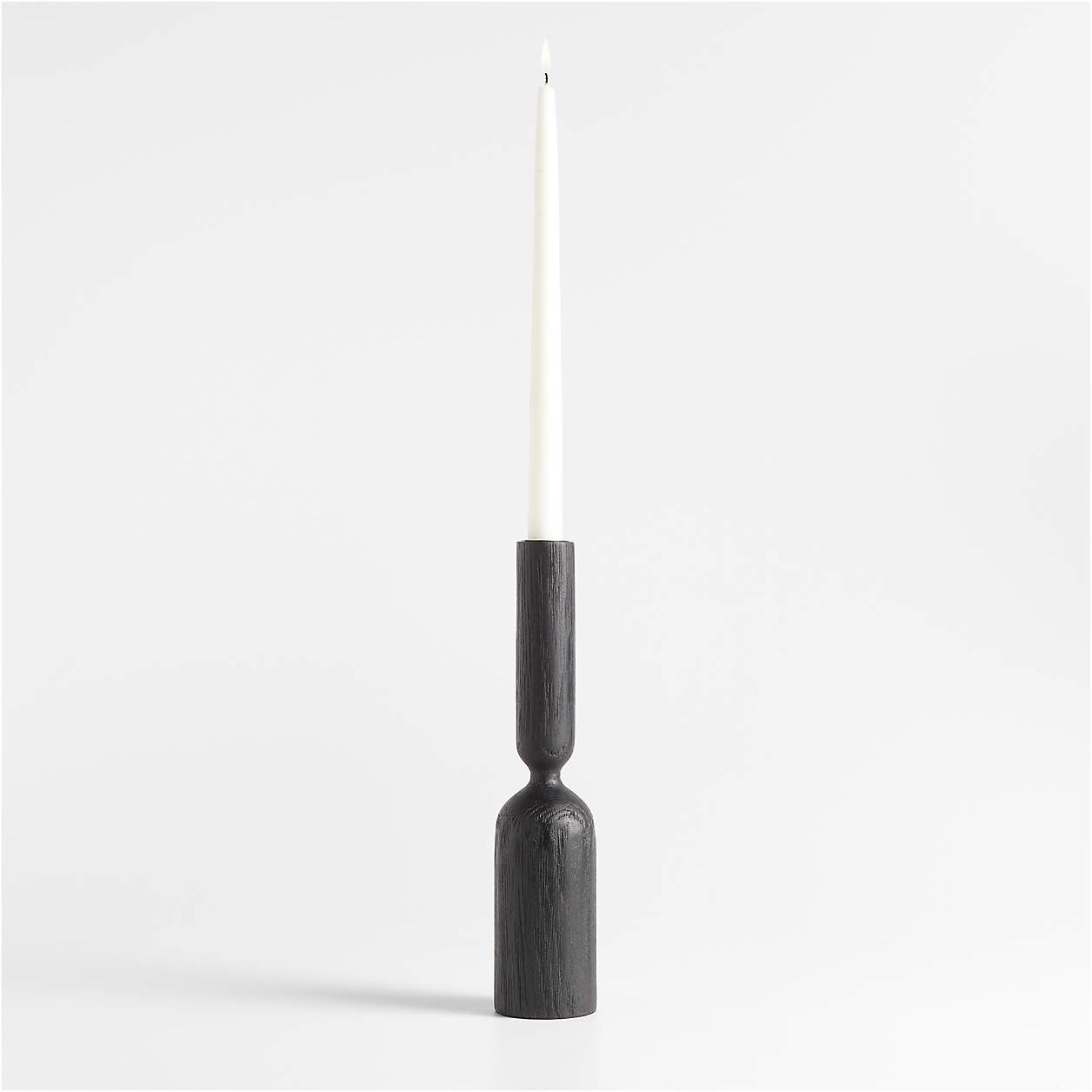 Asker Black Wood Taper Candle Holder 11" Crate & Barrel