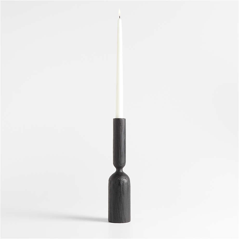 Asker Black Wood Taper Candle Holder 11