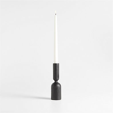 View Asker Black Wood Taper Candle Holder 8.5" details