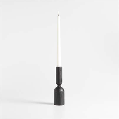 Katin Large Black Wood Taper Candle Holder 11.5