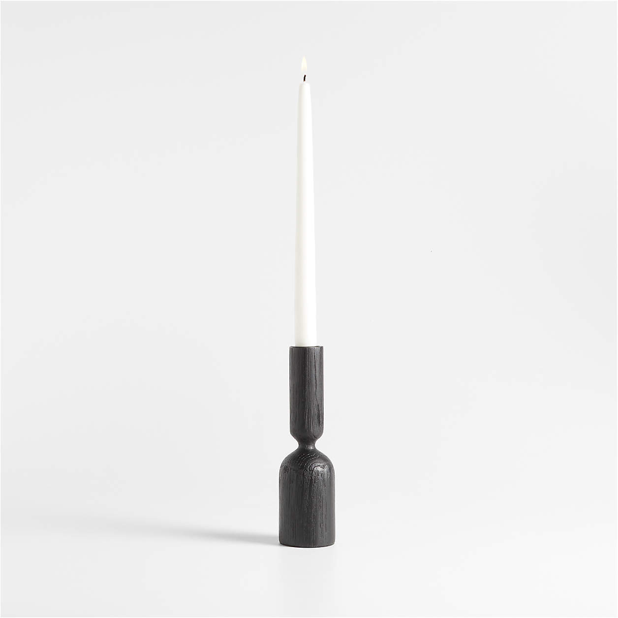 Asker Black Wood Taper Candle Holder 8.5