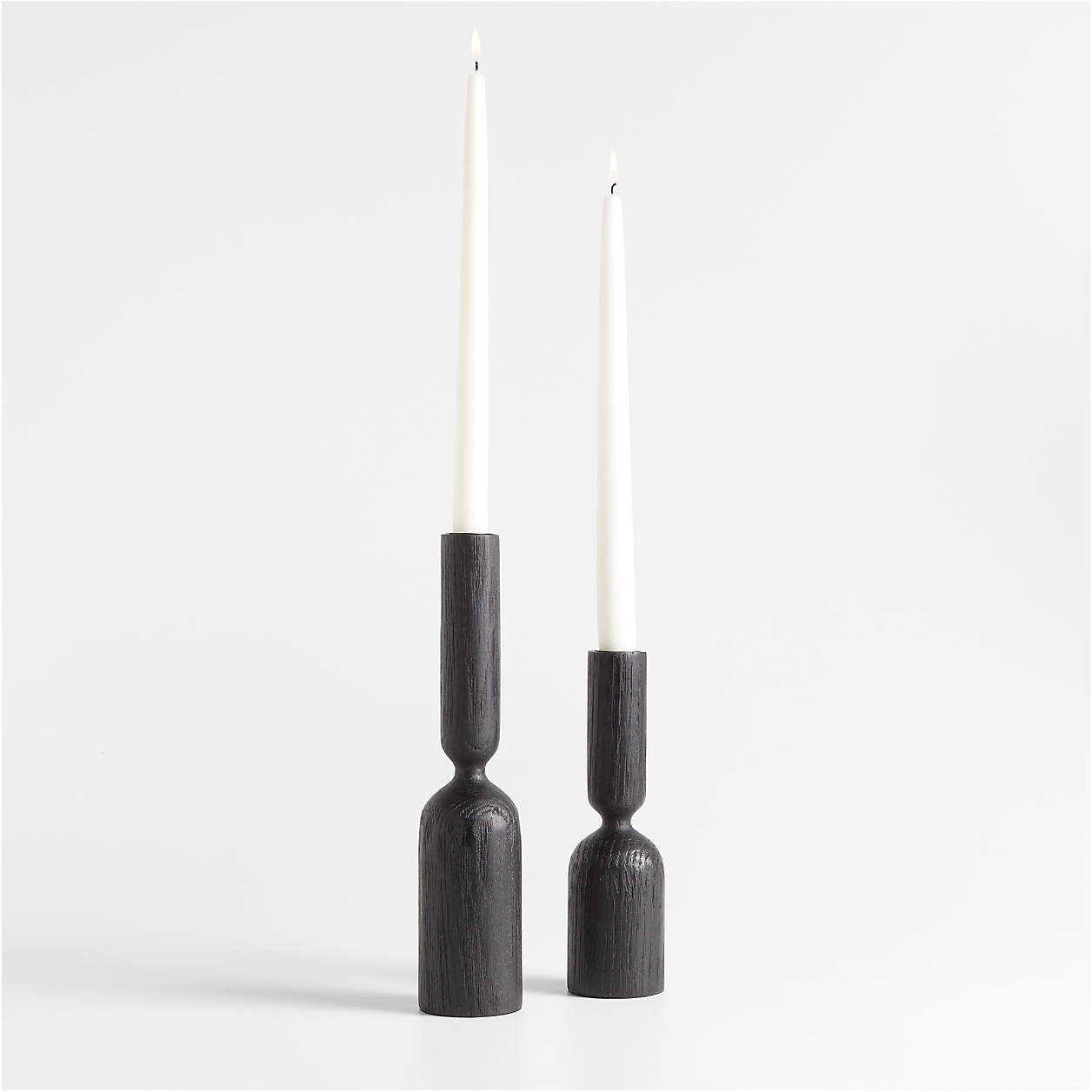 Asker Black Wood Taper Candle Holders, Set of 2 + Reviews | Crate & Barrel