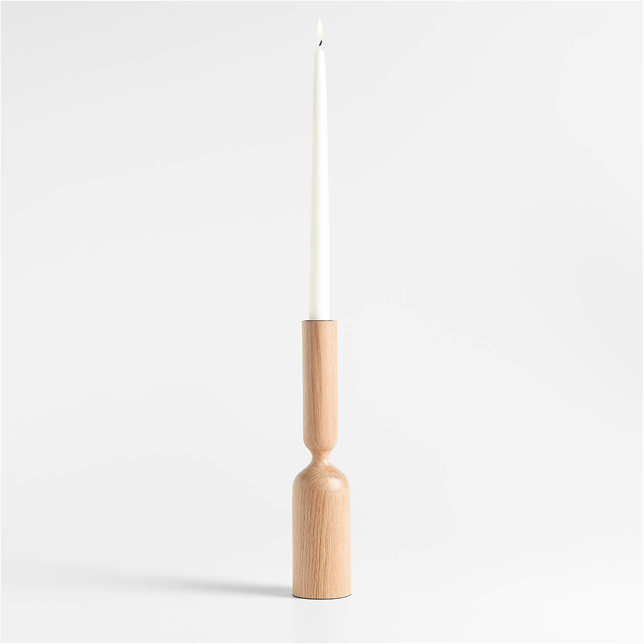Asker Natural Wood Taper Candle Holder 11" + Reviews Crate & Barrel