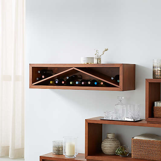 Aspect Walnut 47.5" Floating Cube Shelf Wine Insert