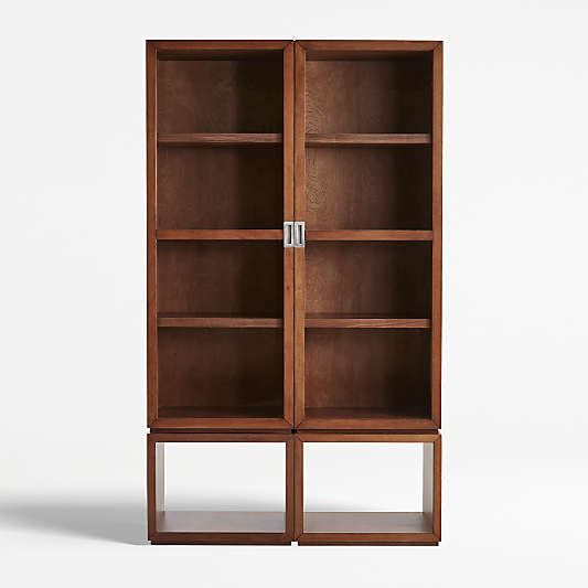 Aspect Walnut 4-Piece Glass Door Storage Unit