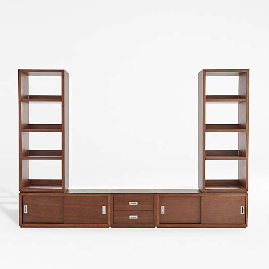 Aspect Walnut Modular Media Center with Drawers