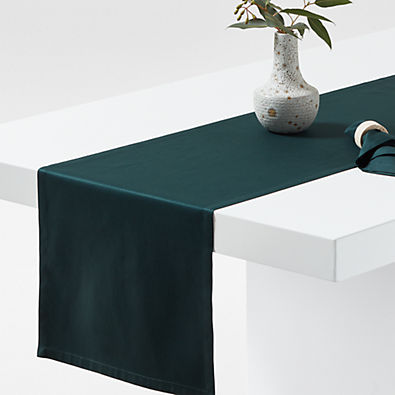 View Aspen 90" Spruce Green Organic Cotton Table Runner details