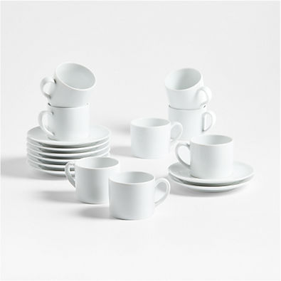 View Aspen 4-oz. Porcelain Espresso Cup with Saucers, Set of 8 details