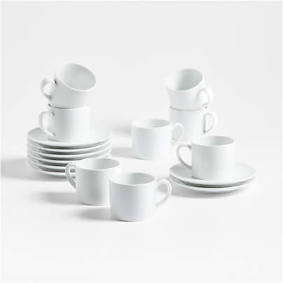Aspen 4-oz. Porcelain Espresso Cup with Saucers, Set of 8