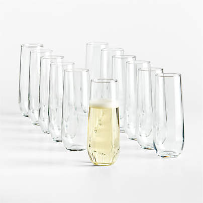 Aspen 9-Oz. Stemless Flute Glasses, Set of 12