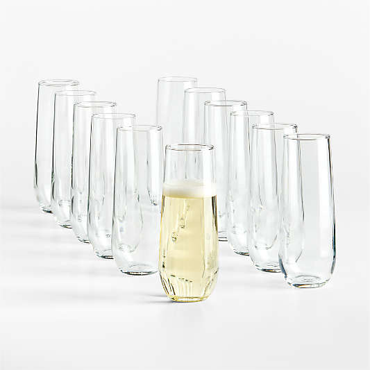 Aspen 9-Oz. Stemless Flute Glasses, Set of 12