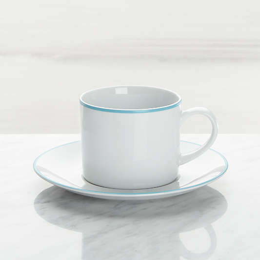 Aspen Aqua Band Cup and Saucer