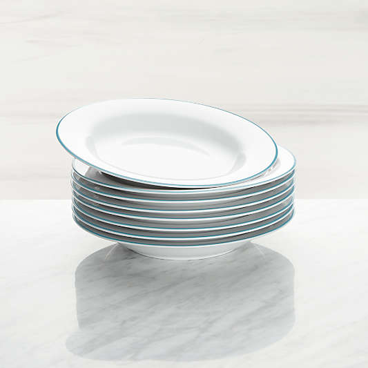 Aspen Aqua Band Low Bowls, Set of 8