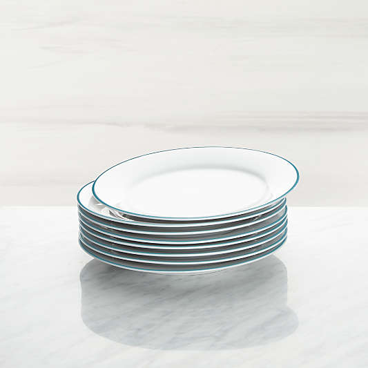 Aspen Aqua Band Salad Plates, Set of 8