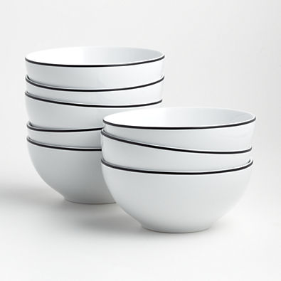 View Aspen Black Band Bowls, Set of 8 details