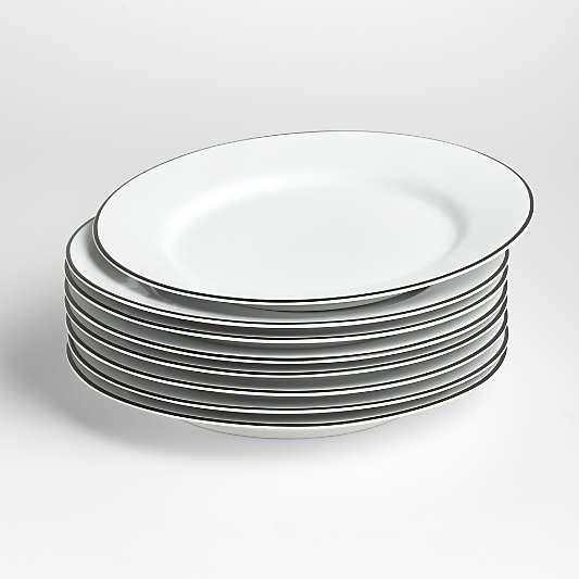 Aspen Rimmed Black Band Dinner Plates 10.5", Set of 8