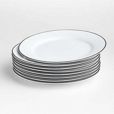 View Aspen Rimmed Black Band Salad Plates 8.25", Set of 8 details