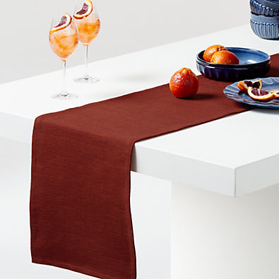 View Aspen Red Ocher Cotton Table Runner 90" details