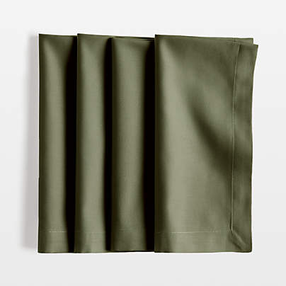 Aspen Burnt Green Organic Cotton Napkins, Set of 4