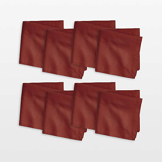 Aspen Brick Red Cotton Napkins, Set of 8