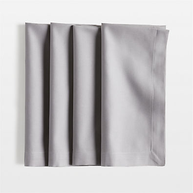 View Aspen Metal Grey Organic Cotton Napkins, Set of 4 details