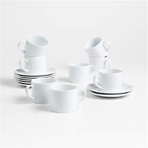 Aspen 9-oz. Cup and Saucer, Set of 8 | Crate & Barrel