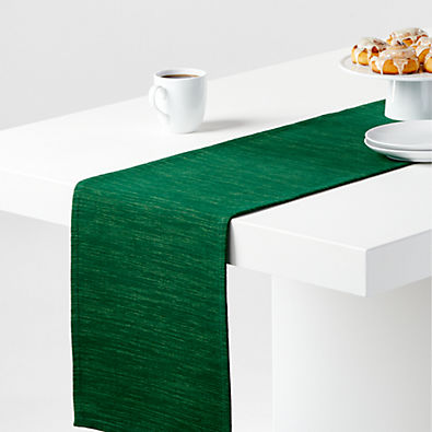 View Aspen Green Cotton Holiday Table Runner 90" details