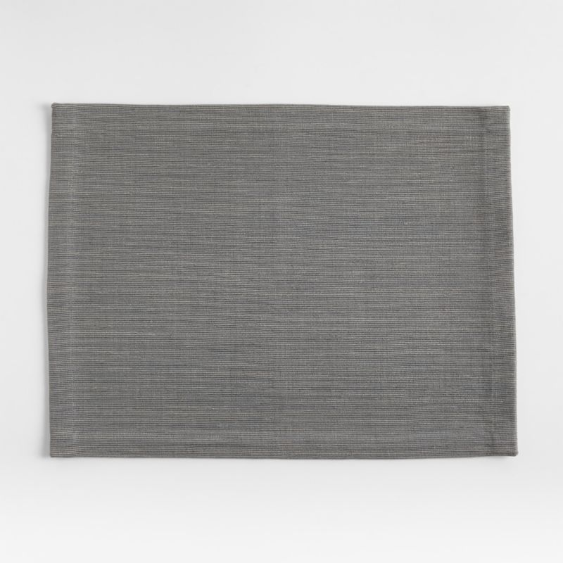 Grasscloth Rectangular Metal Grey Cotton Placemat