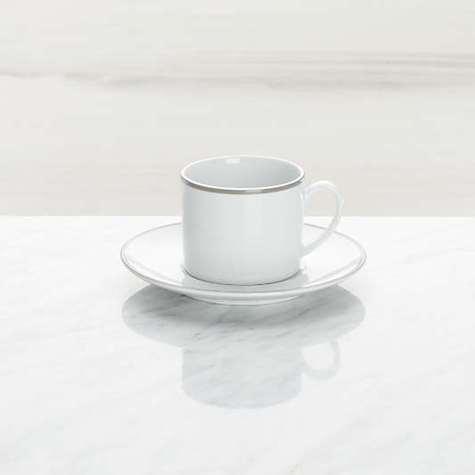 Aspen Grey Band Espresso Cup and Saucer