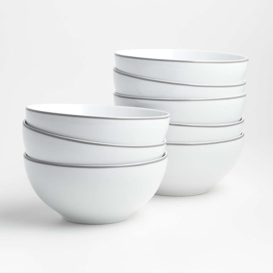 Aspen Grey Cereal Bowls, Set of 8 Crate and Barrel