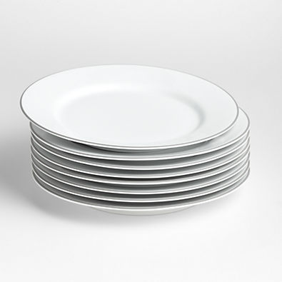 View Aspen Rimmed Grey Band Dinner Plates 10.5", Set of 8 details