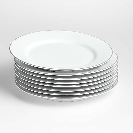 Aspen Rimmed Grey Band Dinner Plates 10.5", Set of 8