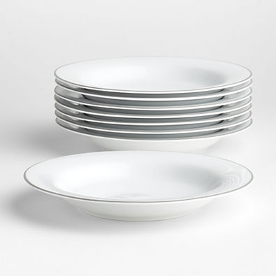 View Aspen Rimmed Grey Band Low Bowls, Set of 8 details