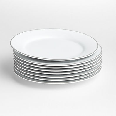 View Aspen Rimmed Grey Band Salad Plates 8.25", Set of Eight details
