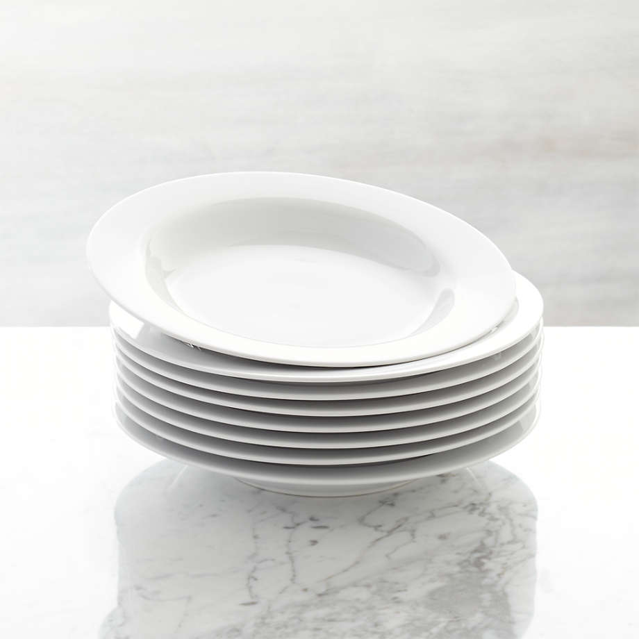 Aspen Rimmed Bowl Plates 9", Set of 8 + Reviews | Crate & Barrel