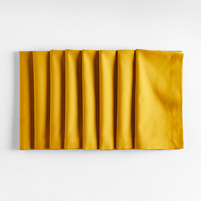 View Aspen Saffron Yellow Cotton Napkins, Set of 8 details
