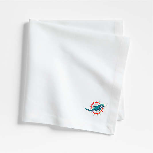 NFL Miami Dolphins Aspen Crisp White Organic Cotton Napkin, Set of 4