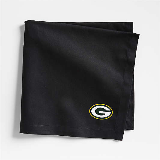 NFL Green Bay Packers Aspen Ink Black Organic Cotton Napkins, Set of 4