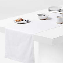 Aspen 120" Crisp White Organic Cotton Table Runner + Reviews | Crate & Barrel