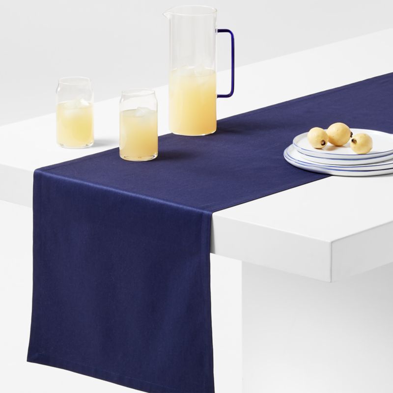 Aspen 120" Deep Indigo Organic Cotton Table Runner