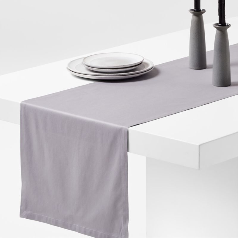 Aspen 120" Metal Grey Organic Cotton Table Runner