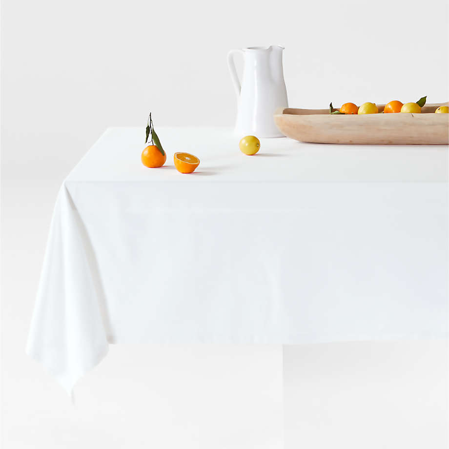 Aspen 60"x120" Crisp White Organic Cotton Tablecloth