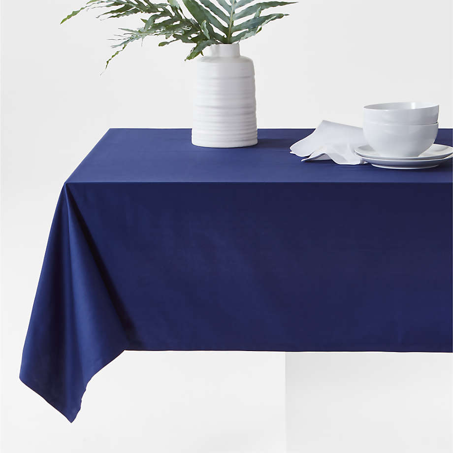 Aspen 60"x120" Deep Indigo Organic Cotton Tablecloth + Reviews Crate