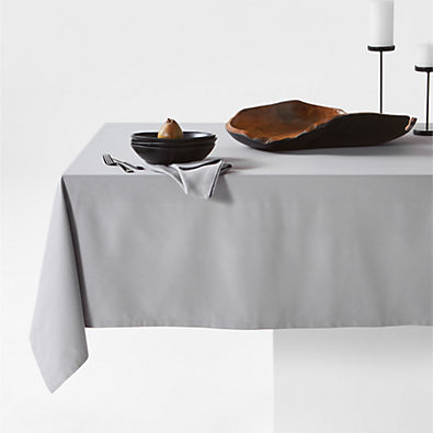 View Aspen 60"x120" Metal Grey Organic Cotton Tablecloth details