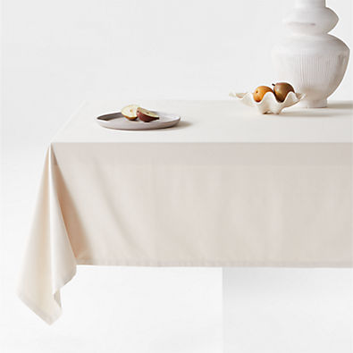 View Aspen 60"x120" Warm Natural Organic Cotton Tablecloth details