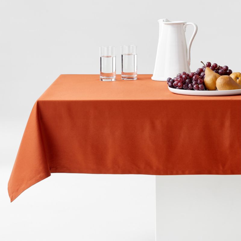 Aspen Organic Spice Orange Tablecloth + Reviews Crate & Barrel