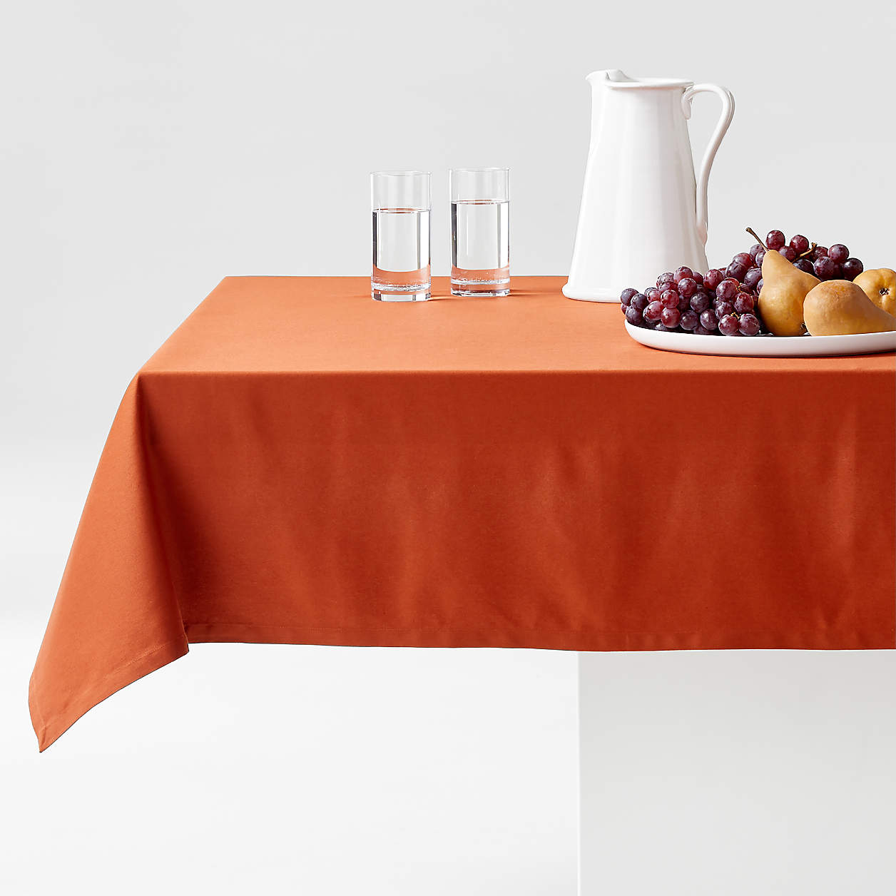 Aspen Organic Spice Orange Tablecloth + Reviews Crate & Barrel