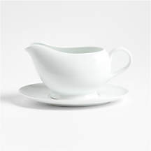 Aspen Porcelain Gravy Boat with Saucer + Reviews | Crate & Barrel