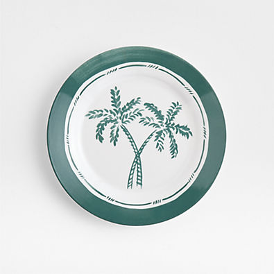 View Aspen Rimmed Green Palm Outdoor Melamine Salad Plate details