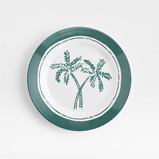 Aspen Rimmed Green Palm Outdoor Melamine Salad Plate